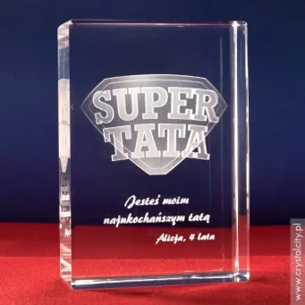 Statuetka szklana Odznaka 3D Super Tata