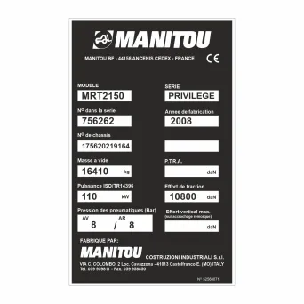 Zastępcza tabliczka znamionowa MANITOU