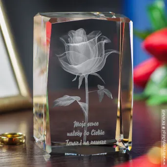 Statuetka szklana Róża 3D Kwiat Miłości