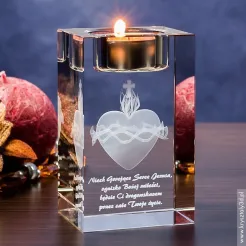 Statuetka szklana Pamiątka religijna Gorejące Serce 3D świecznik